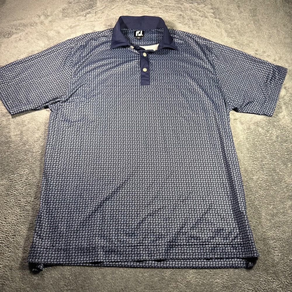 FootJoy Mens Paisley Golf Polo Shirt Navy Blue‎ Dove Valley Ranch Logo Large